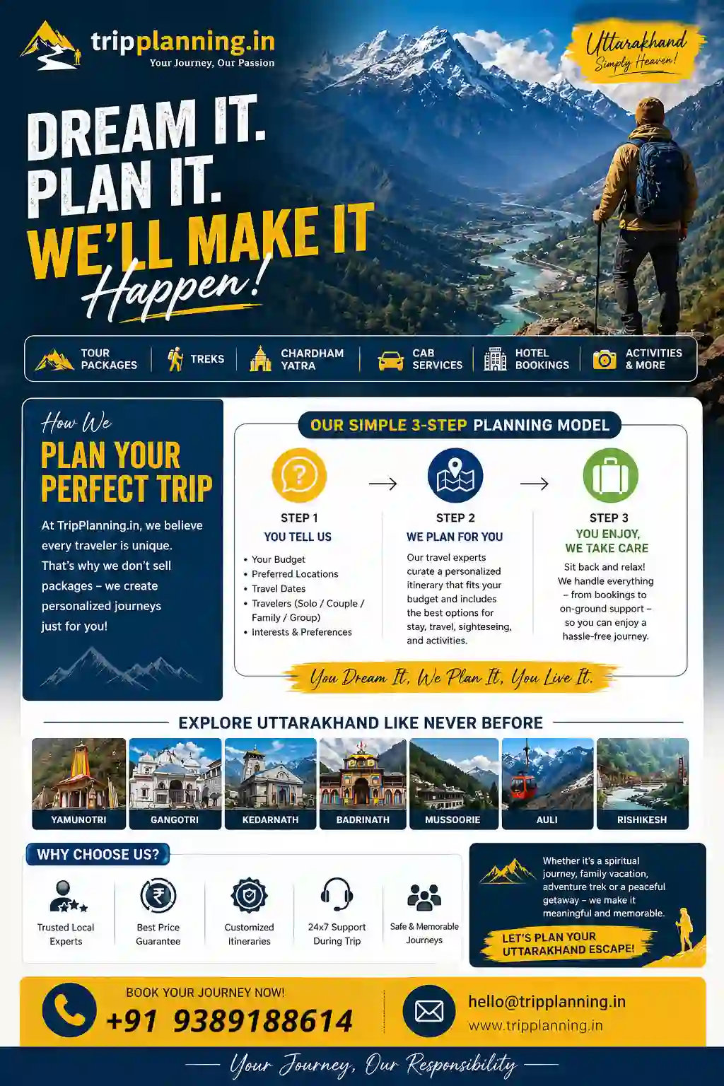tripplanning for Rishikesh & dehradun